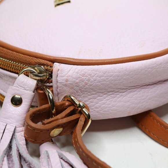 Valentina Italia Pink Small Circle Crossbody Bag Adjustable Strap Luxury Leather - Picture 12 of 12
